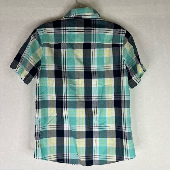 Urban Pipeline Button Down Shirt Boys Blue Yellow Plaid Short Sleeves XL - Picture 5 of 9